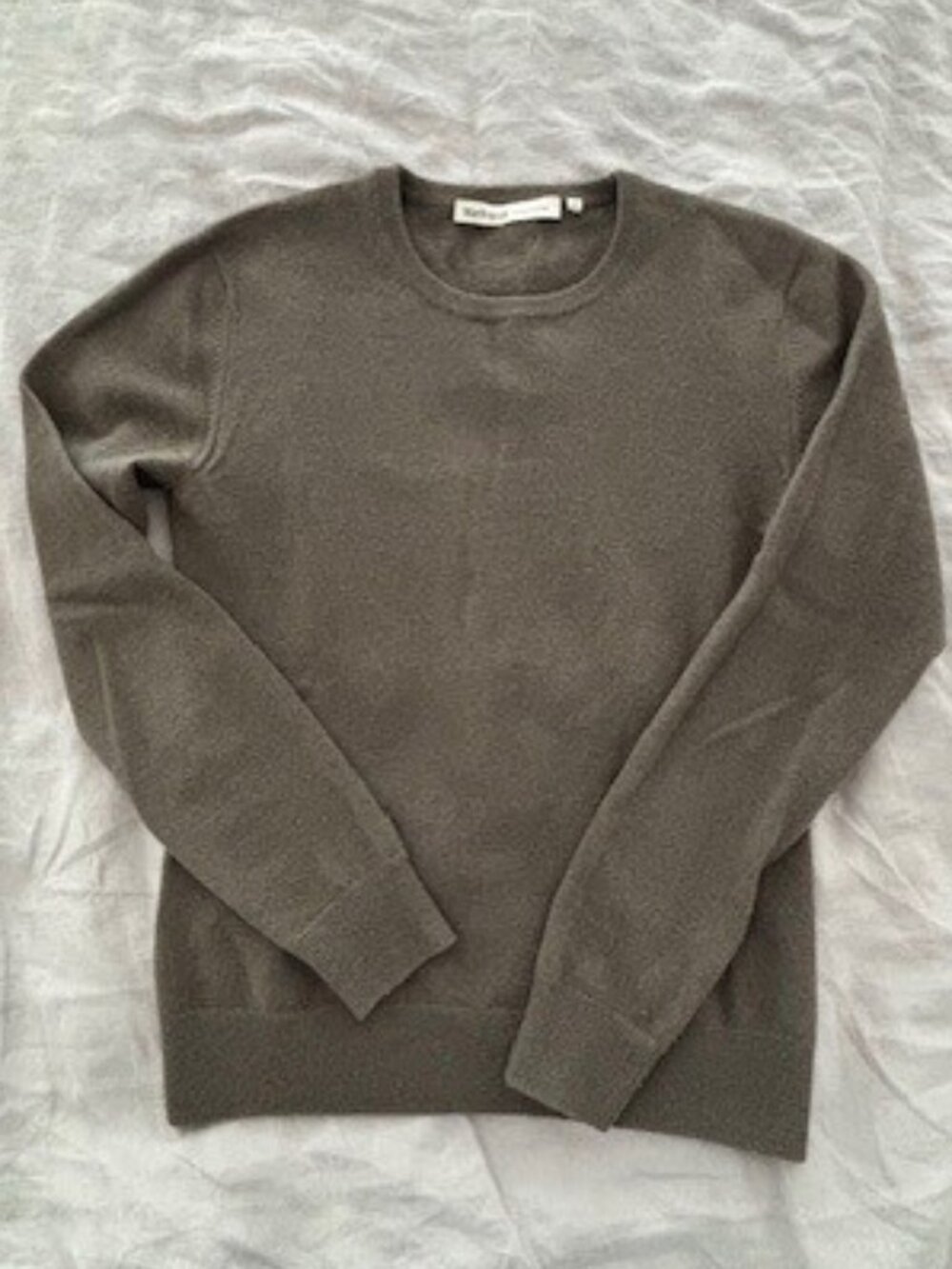 Black Goat Cashmere, long-sleeve, crew-neck, smokey olive, W Size S